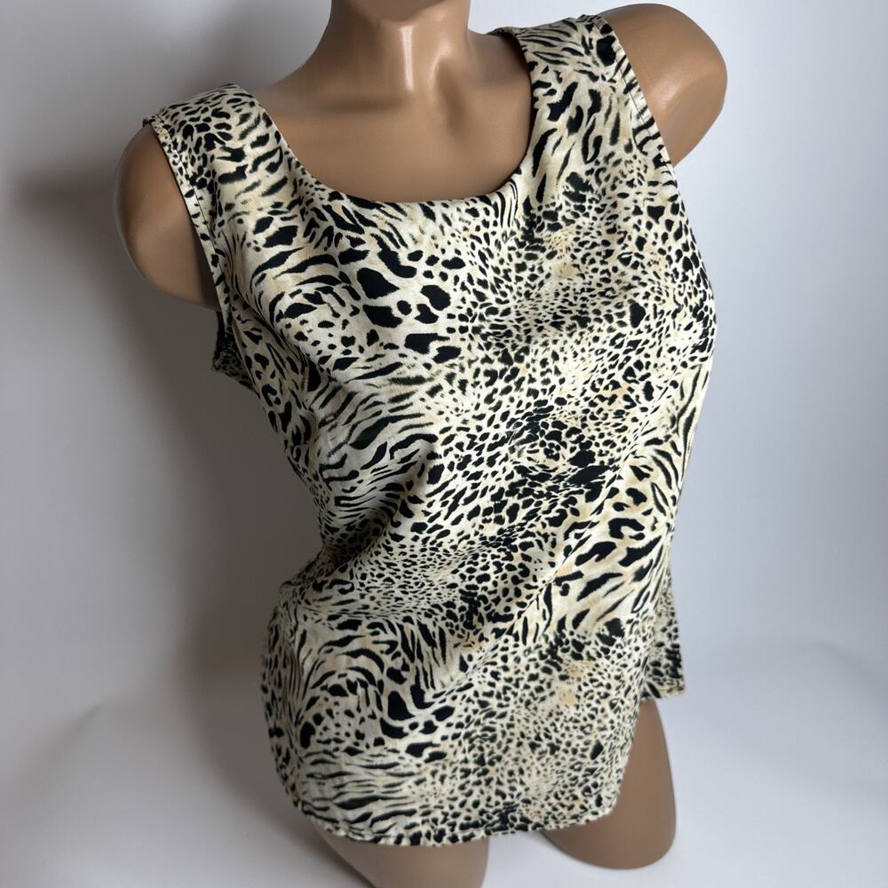 Notations Leopard Print Sleeveless Tank Top Blouse Womens Small Cheetah Top EUC